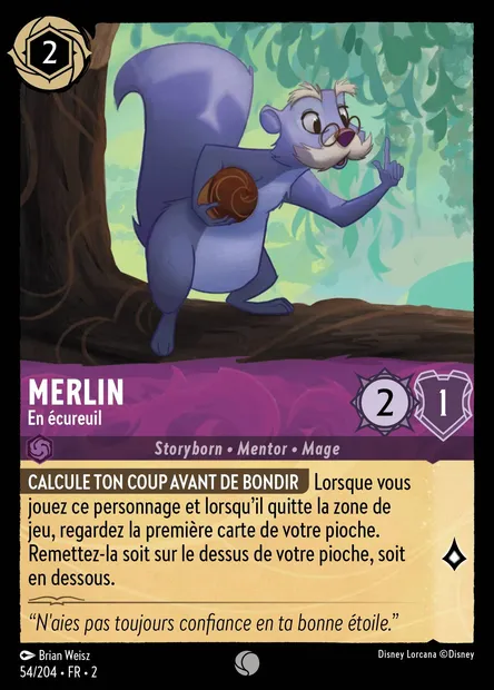 Merlin - En écureuil, carte Disney Lorcana CH2-054 — extension L'Ascension des Floodborn