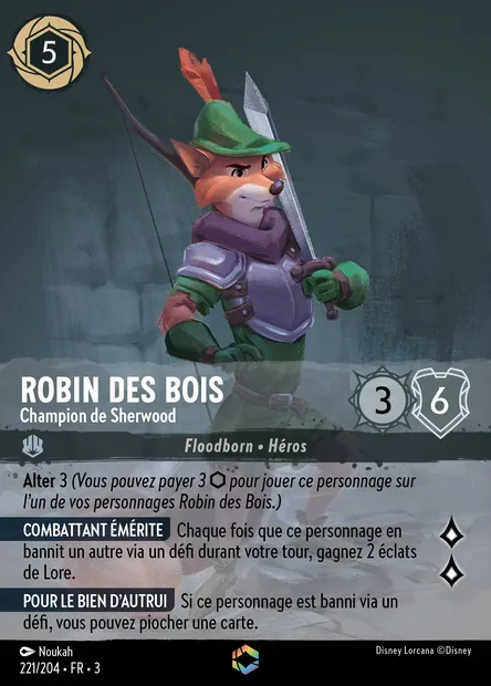 Robin des Bois - Champion de Sherwood, carte Disney Lorcana CH3-221 — extension Les Terres d'Encres