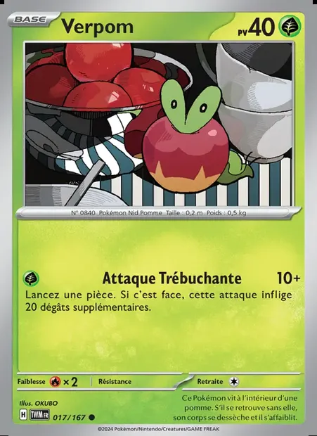 Verpom, carte Pokémon TWM 017 — extension Mascarade Crépusculaire