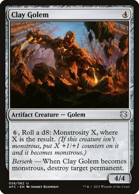 Clay Golem, Magic card AFC 58 — Forgotten Realms Commander set