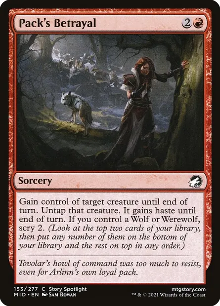 Pack's Betrayal, Magic card MID 153 — Innistrad: Midnight Hunt set