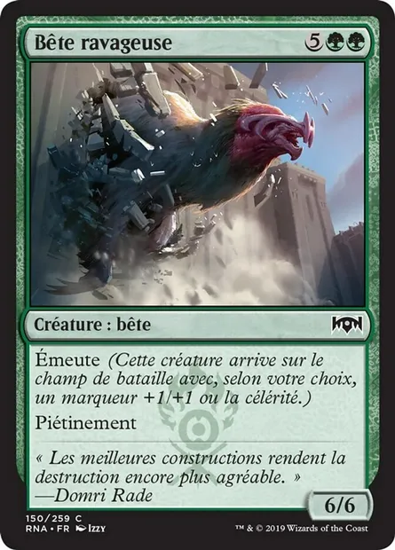 Bête ravageuse, carte Magic RNA 150 — extension L'allégeance de Ravnica