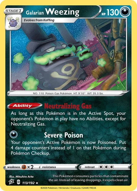 Galarian Weezing, Pokémon card RCL 113 — Rebel Clash set