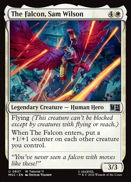 The Falcon, Sam Wilson, Magic card MSC 837 — Marvel Super Heroes Commander set