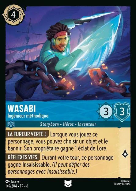 Wasabi - Ingénieur méthodique, carte Disney Lorcana CH6-149 — extension La Mer Azurite