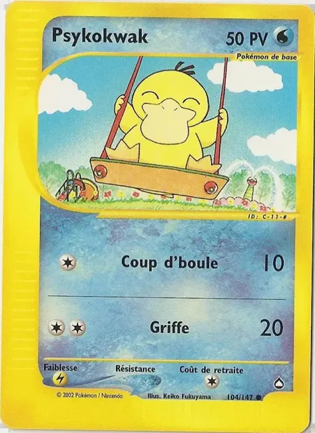 Psykokwak, carte Pokémon AQ 104 — extension Aquapolis