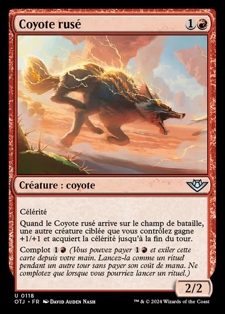 Coyote rusé, carte Magic OTJ 118 — extension Outlaws of Thunder Junction