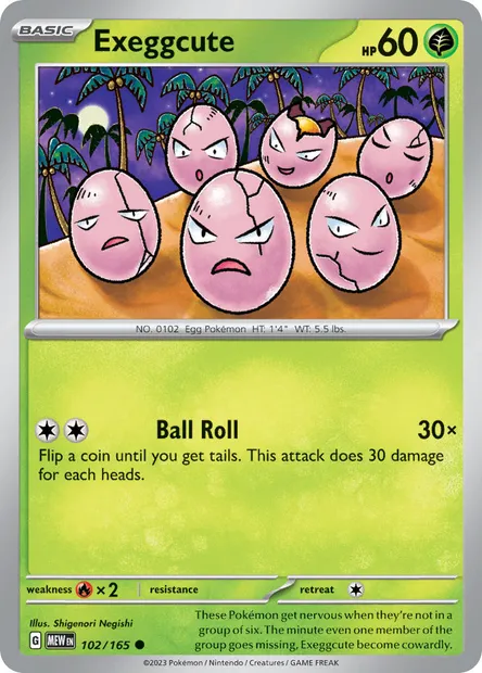 Exeggcute, Pokémon card MEW 102 — 151 set