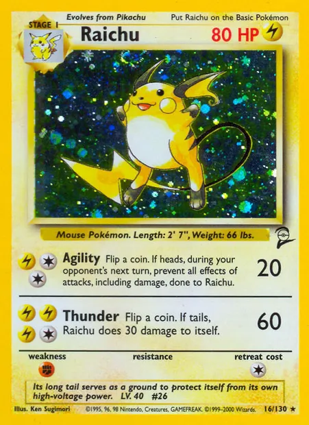 Raichu, Pokémon card B2 16 — Base Set 2 set