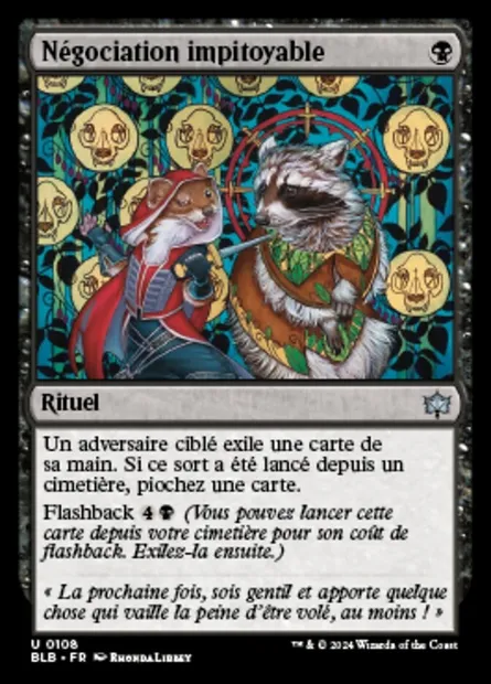 Négociation impitoyable, carte Magic BLB 108 — extension Bloomburrow