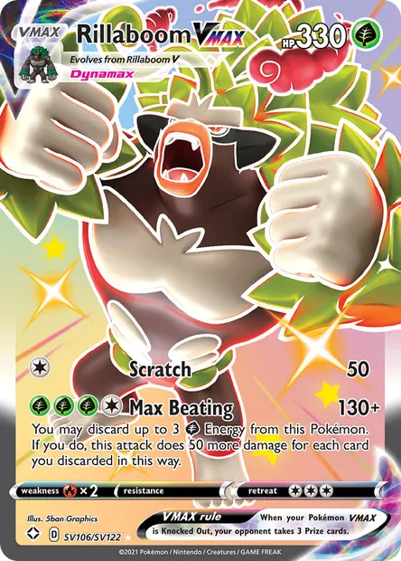Rillaboom VMAX, Pokémon card SHF SV106 — Shining Fates set