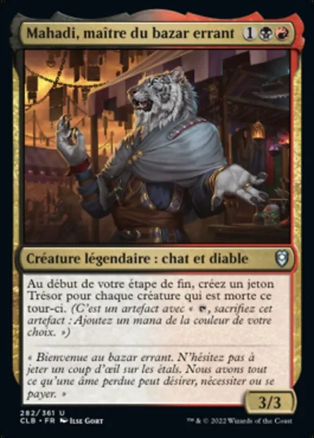 Mahadi, maître du bazar errant, carte Magic CLB 282 — extension Commander Légendes : la bataille de la Porte de Baldur