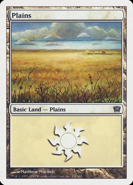 Plains, Magic card 9ED 332 — Ninth Edition set