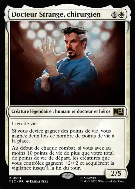Docteur Strange, chirurgien, carte Magic MSC 591 — extension Marvel Super Heroes Commander