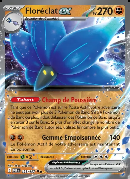 Floréclat-ex, carte Pokémon OBF 123 — extension Flammes Obsidiennes