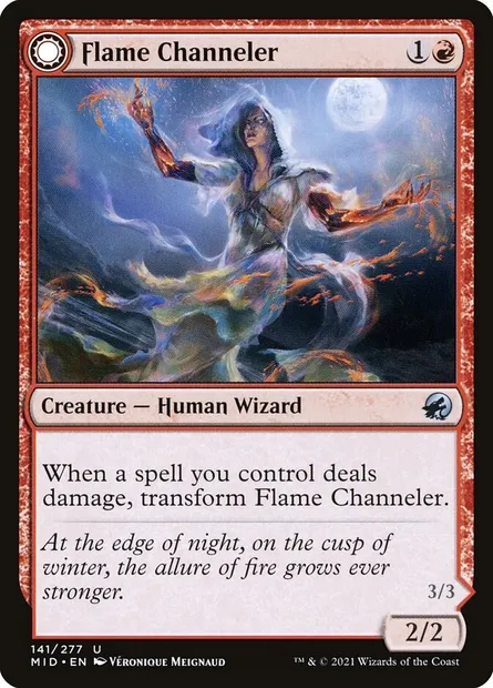 Flame Channeler // Embodiment of Flame, Magic card MID 141 — Innistrad: Midnight Hunt set