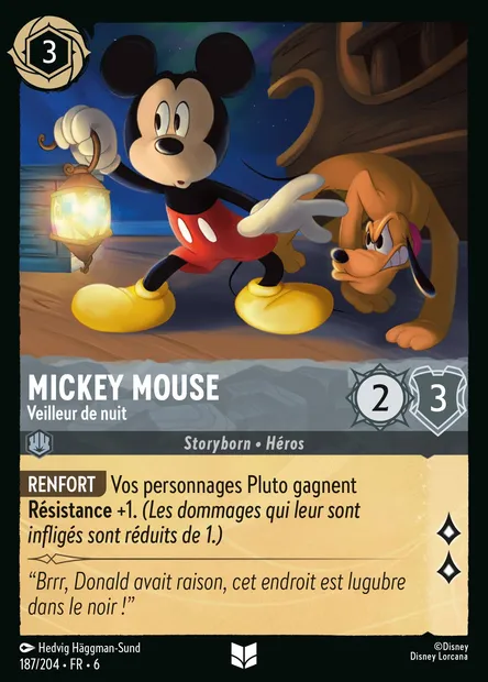 Mickey Mouse - Veilleur de nuit, carte Disney Lorcana CH6-187 — extension La Mer Azurite