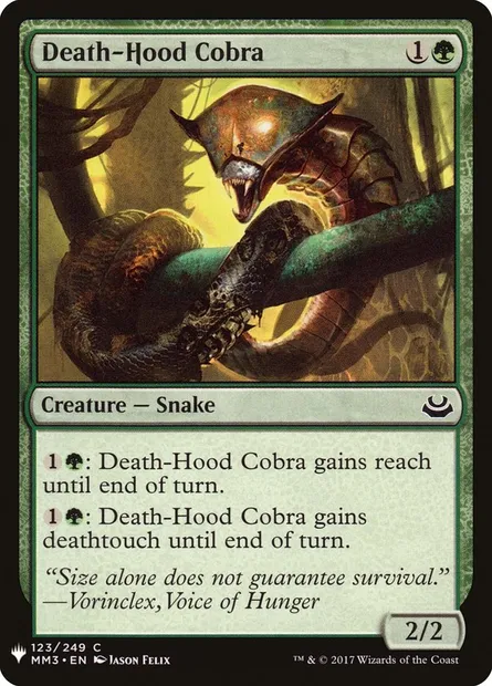 Death-Hood Cobra, Magic card PLST MM3-123 — The List set