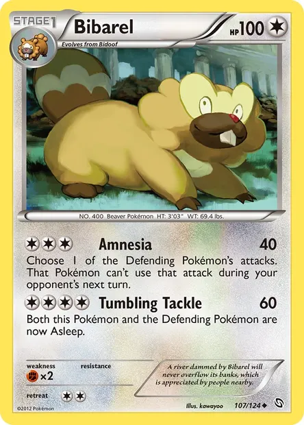 Bibarel, Pokémon card DRX 107 — Dragons Exalted set