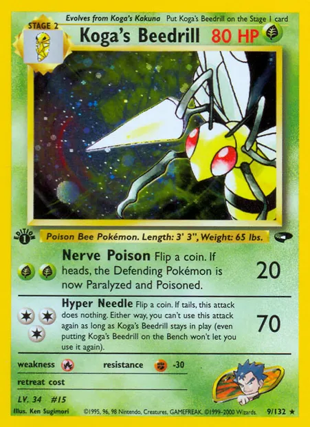Koga's Beedrill, carte Pokémon GC 9 — extension Gym Challenge