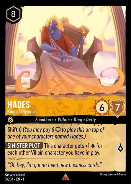 Hades - King of Olympus, Disney Lorcana card CH1-005 — The First Chapter set