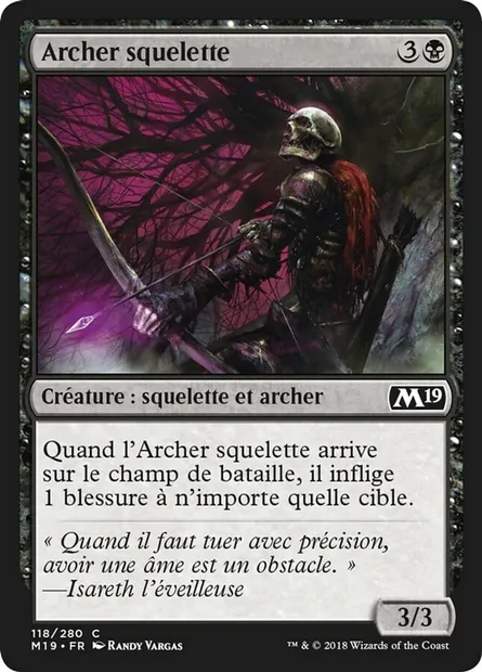 Archer squelette, carte Magic M19 118 — extension Core Set 2019