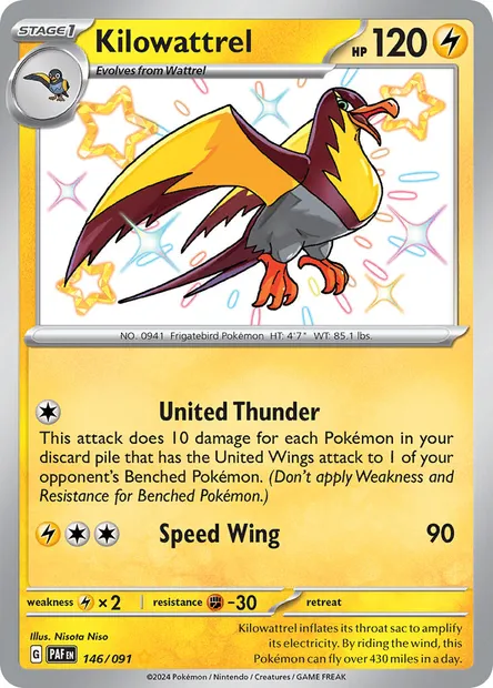 Kilowattrel, Pokémon card PAF 146 — Paldean Fates set