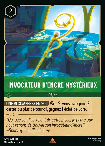Invocateur d'encre mystérieux, carte Disney Lorcana CH10-100 — extension Lueurs dans les Profondeurs