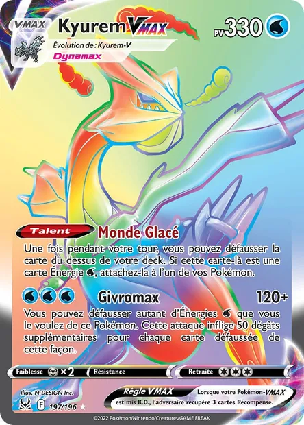 Kyurem VMAX, carte Pokémon LOR 197 — extension Origine Perdue