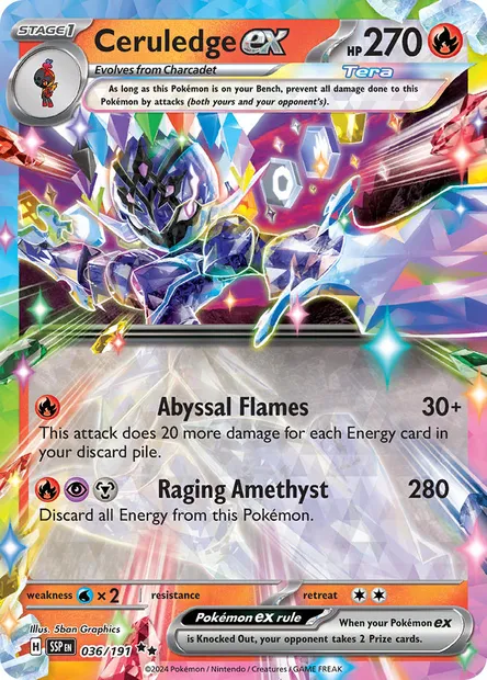 Ceruledge ex, Pokémon card SSP 036 — Surging Sparks set