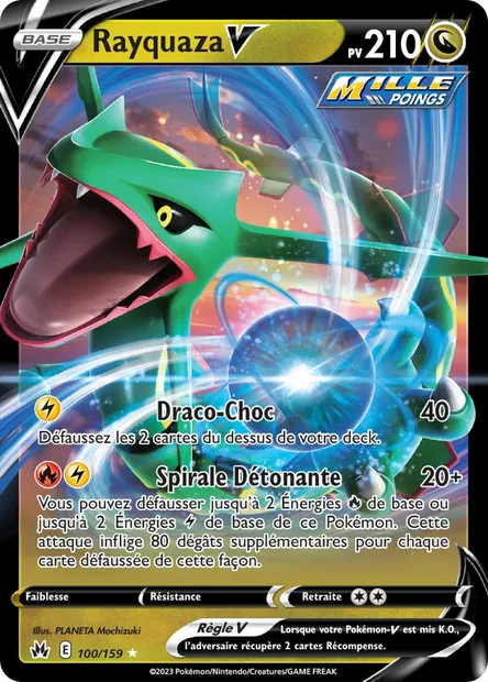 Rayquaza V, carte Pokémon CRZ 100 — extension Zénith Suprême