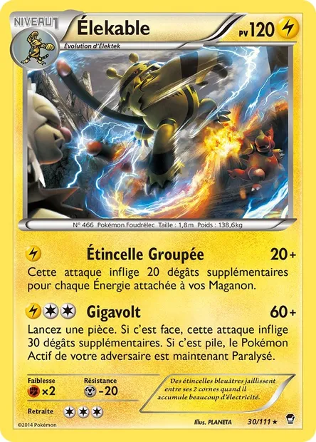 Élekable, carte Pokémon FFI 30 — extension Poings Furieux