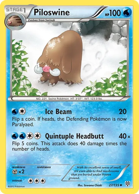 Piloswine, Pokémon card PLS 27 — Plasma Storm set