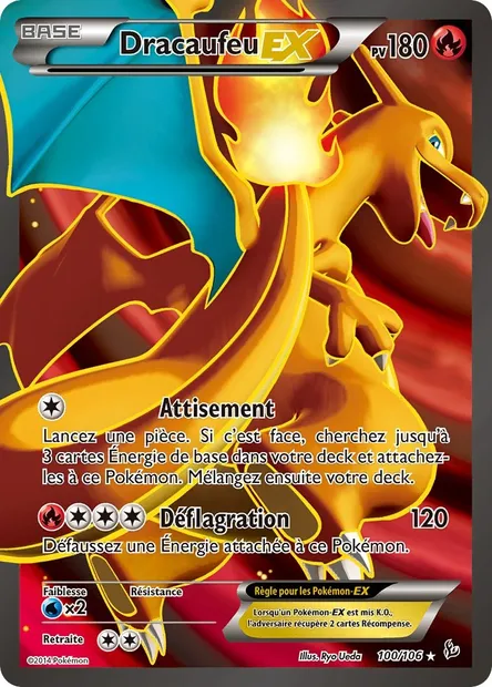 Dracaufeu EX, carte Pokémon FLF 100 — extension Étincelles