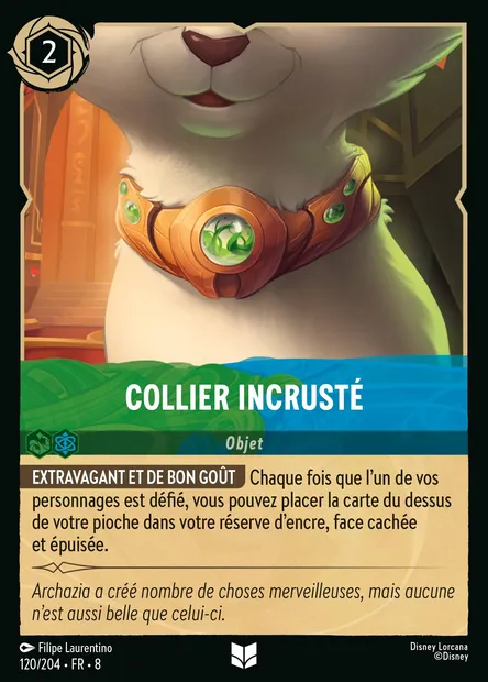 Collier incrusté, carte Disney Lorcana CH8-120 — extension Le Règne de Jafar