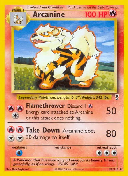 Arcanine, Pokémon card LC 36 — Legendary Collection set