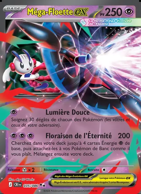 Méga-Floette-ex, carte Pokémon CRI 035 — extension Chaos Ascendant