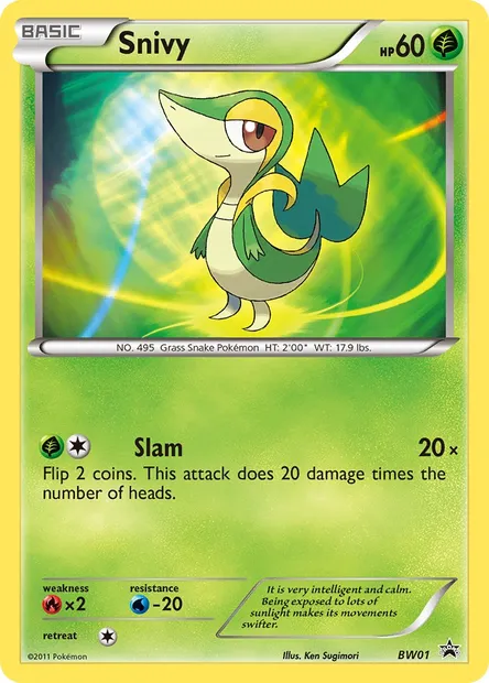 Snivy, Pokémon card BW 01 — BW Black Star Promos set