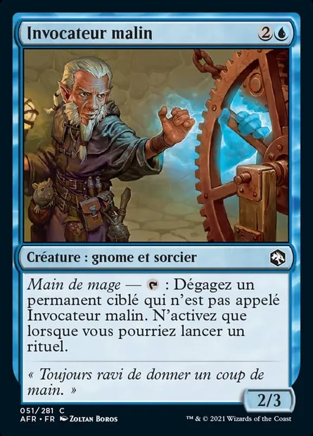 Invocateur malin, carte Magic AFR 51 — extension Forgotten Realms: Aventures dans les Royaumes Oubliés