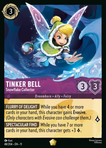 Tinker Bell - Snowflake Collector, Disney Lorcana card CH11-048 — Winterspell set