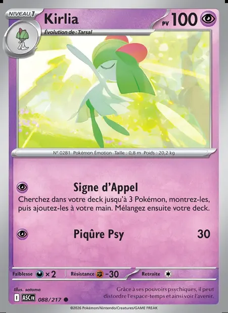 Kirlia, carte Pokémon ASC 088 — extension Héros Transcendants