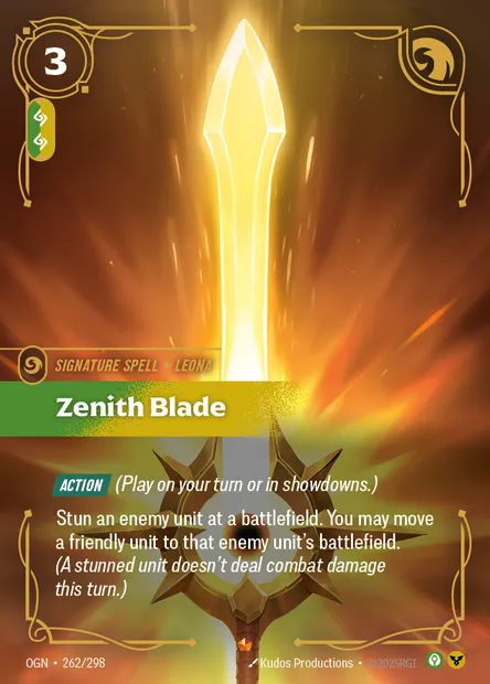 Zenith Blade, carte Riftbound OGN 262 — extension Origins