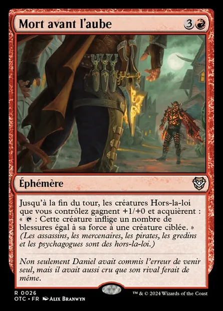 Mort avant l'aube, carte Magic OTC 26 — extension Outlaws of Thunder Junction Commander