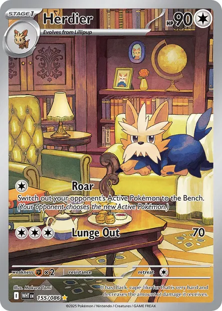 Herdier, Pokémon card WHT 155 — White Flare set