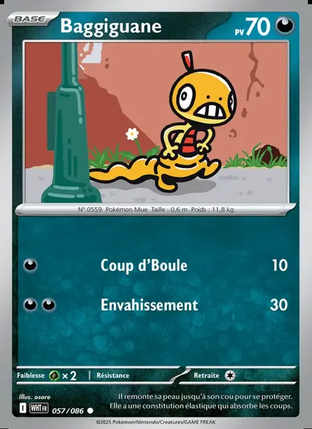 Baggiguane, carte Pokémon WHT 057 — extension Flamme Blanche