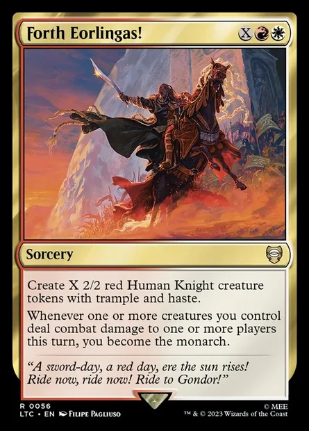 Forth Eorlingas!, Magic card LTC 56 — Tales of Middle-earth Commander set