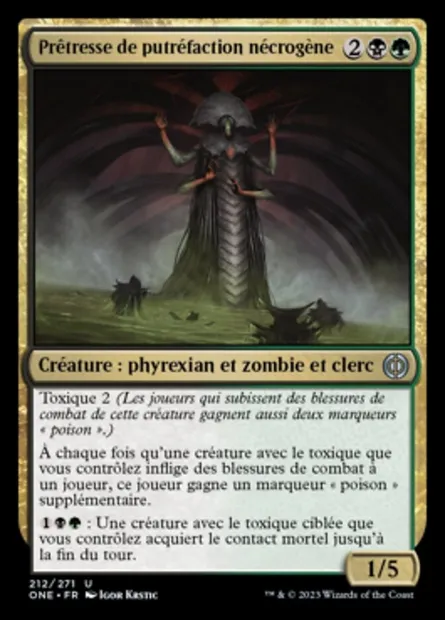 Prêtresse de putréfaction nécrogène, carte Magic ONE 212 — extension Tous Phyrexians