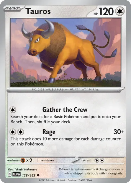 Tauros, Pokémon card MEW 128 — 151 set