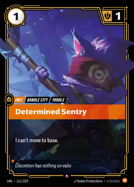 Determined Sentry, carte Riftbound UNL 111 — extension Unleashed