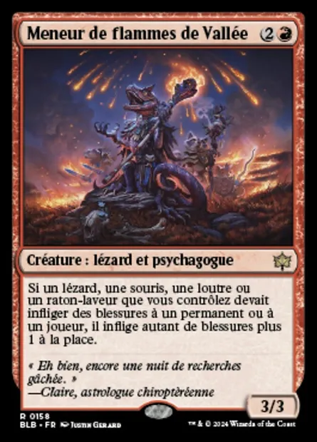 Meneur de flammes de Vallée, carte Magic BLB 158 — extension Bloomburrow